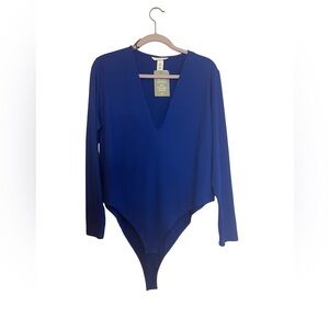 H&M V-neck bodysuit jersey long sleeves, concealed press-studs at the crotch XXL